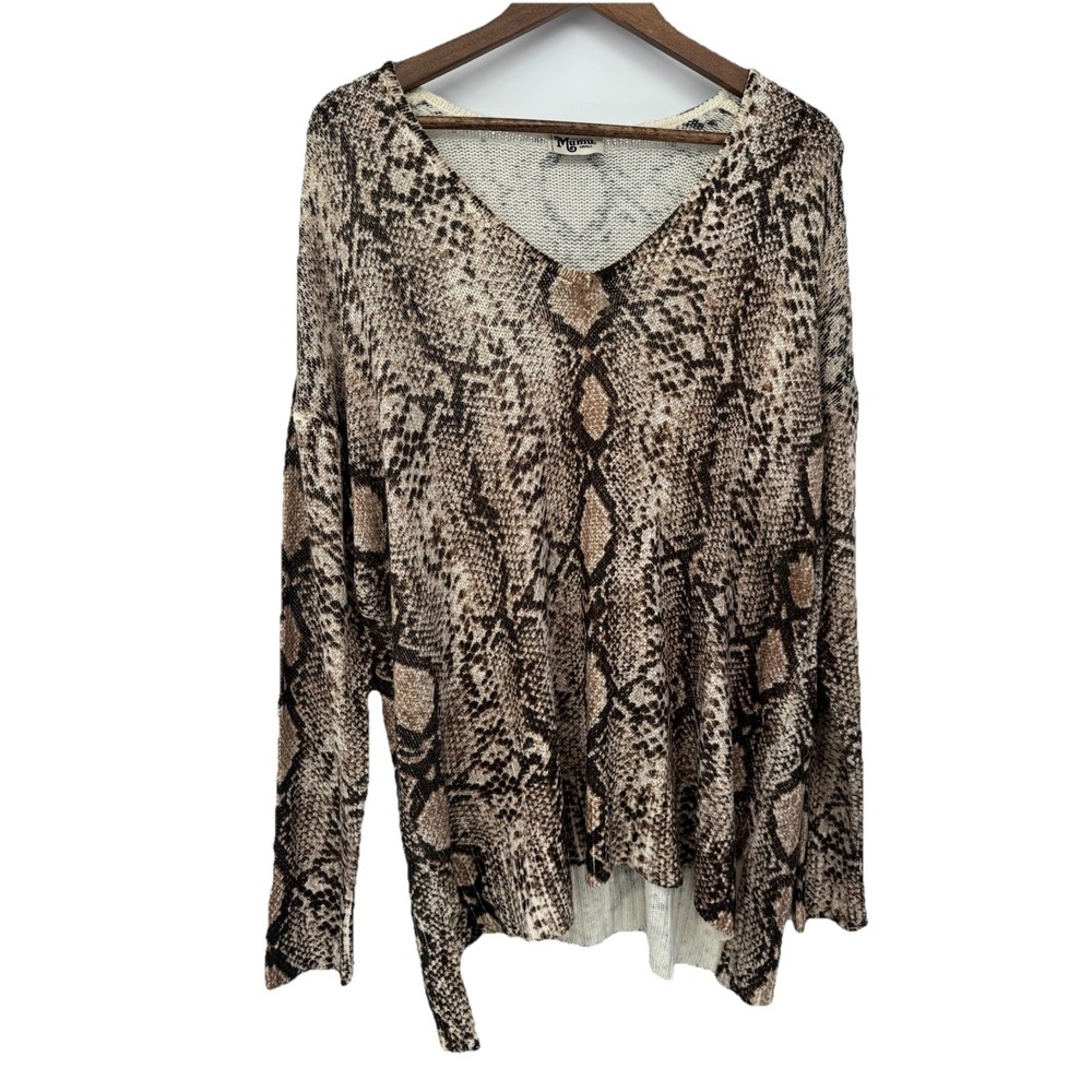 Show Me Your Mumu Women Brown Snake‎ Skin Mob wife pullover oversized sweater S